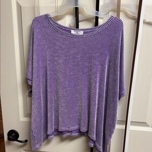 Zenana Outfitters Purple and White Striped Blouse